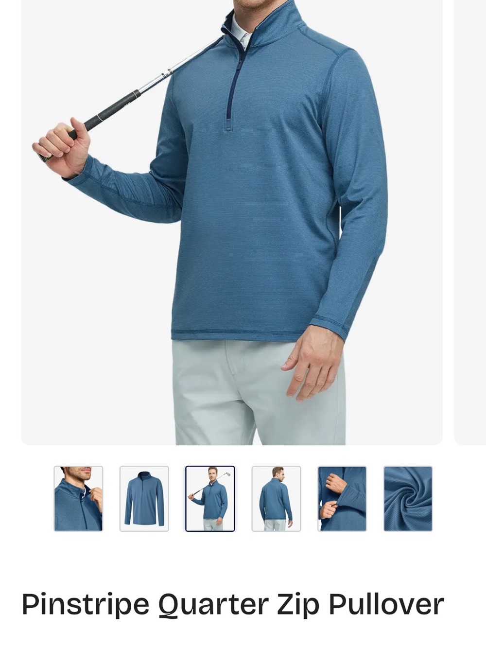 Men's Performance Pinstripe Quarter-Zip Pullover - Blue